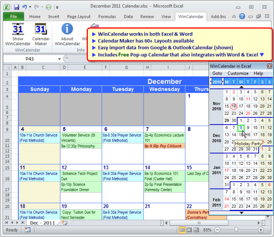 quickcal calendar freeware win xp